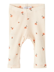 NAME IT Blomster Rib Leggings Fabina Creme De Peche